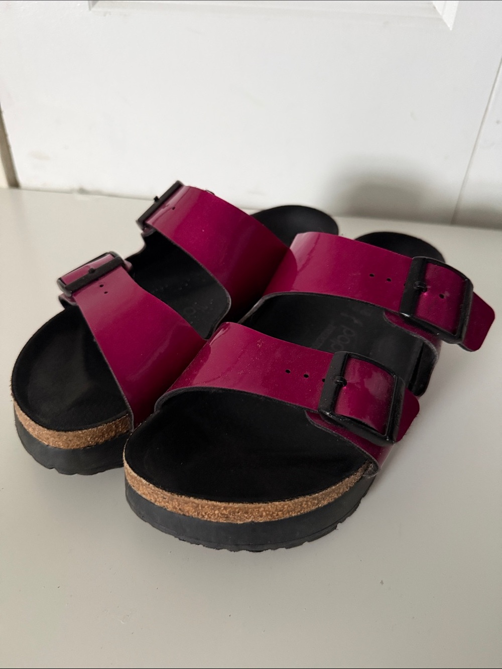 Birkenstock Papillio Fuchsia Double-Buckle Slide Sandals platform